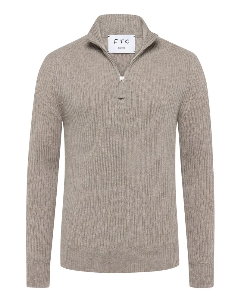 FTC Cashmere Softer Troyer aus Kaschmir im Glattstrick in Beige