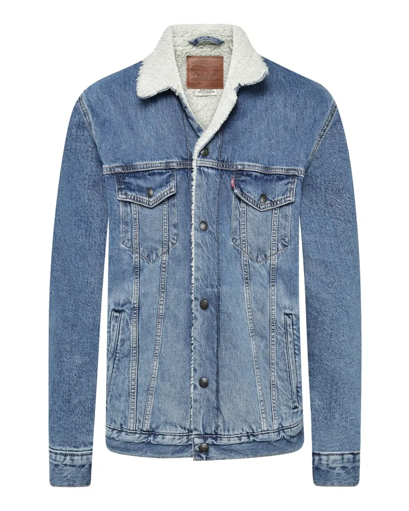 Levi's Jeansjacke mit Waschung und Teddyfell-Futter in Denim