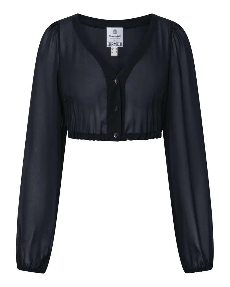 Hammerschmid Knöpfbare Chiffon-Dirndlbluse Hanny mit langem Arm in Schwarz