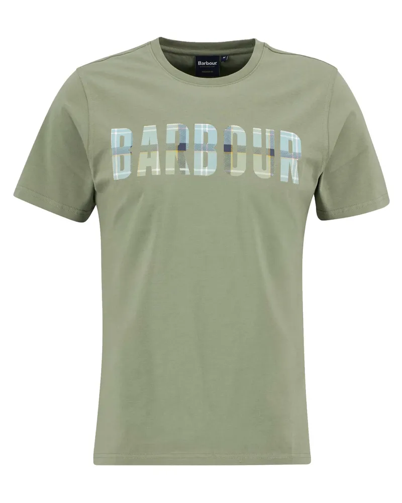 Barbour T-Shirt aus Baumwolle mit Label-Print, Tailored Fit in Grün