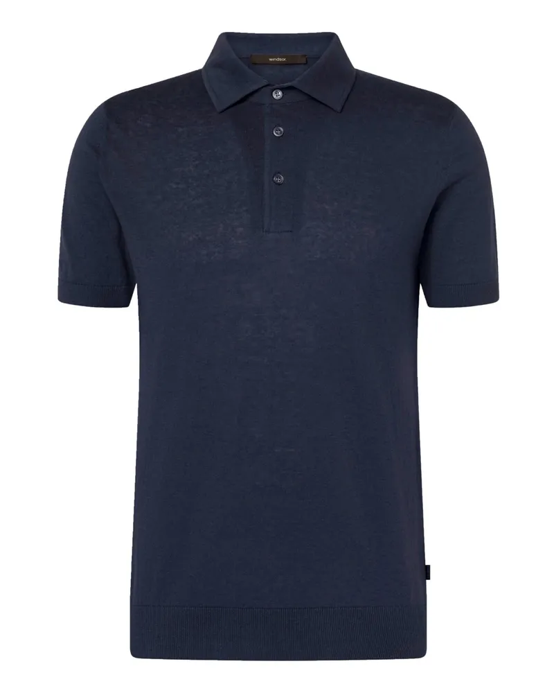 windsor. Strick-Poloshirt aus einem Leinen-Mix mit Perlmuttknöpfen, Regular Fit in Marine