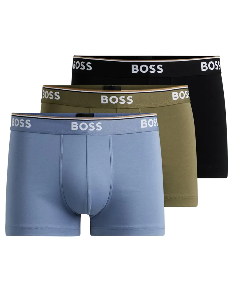 HUGO BOSS 3er-Pack Boxer Trunks mit Stretchanteil und Label-Bund in Multicolor