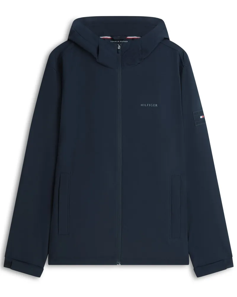 Tommy Hilfiger Leichte Kapuzenjacke aus recyceltem Material mit Label-Schriftzug in Marine