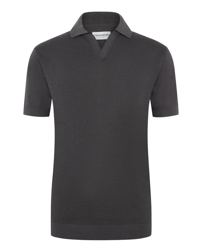 Tom Rusborg Leichtes Poloshirt aus Baumwolle mit Variokragen in Anthrazit