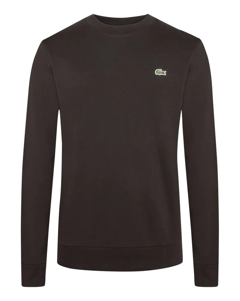 Lacoste Sweatshirt in Fleece-Qualität mit Krokodil-Aufnäher, Classic Fit in Braun