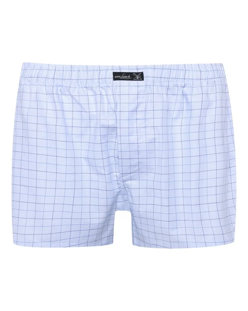 van Laack Jersey-Boxershorts aus Baumwolle mit Fensterkaromuster in Hellblau