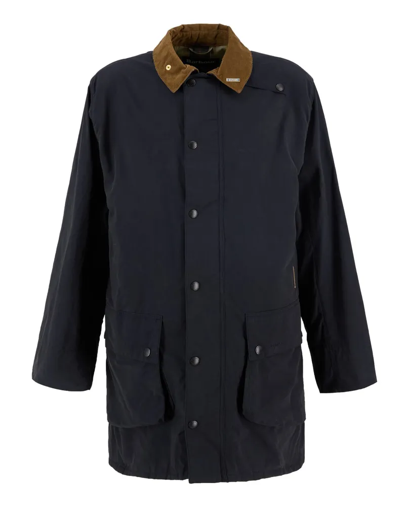 Barbour Freizeitjacke Icons Border mit Cordkragen und Blasebalgtaschen in Marine