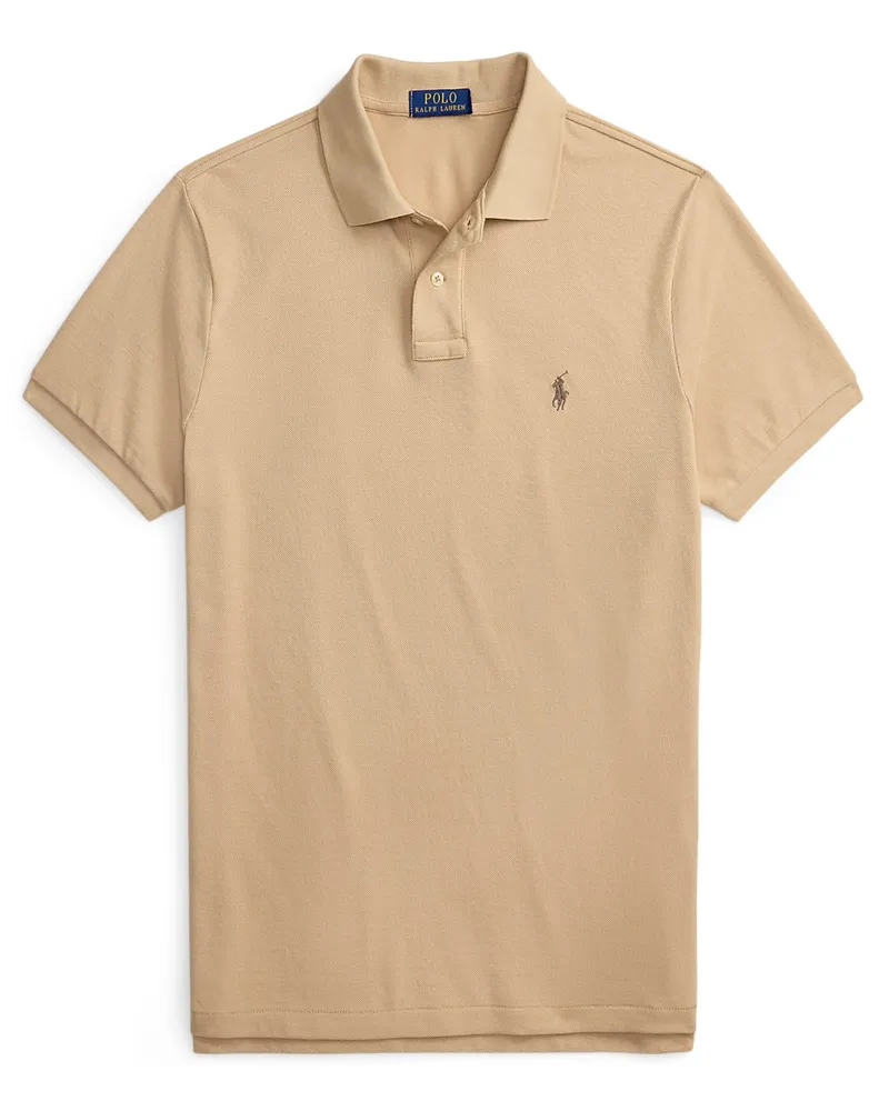 Ralph Lauren Piqué-Poloshirt mit Logo-Stickerei, Custom Slim Fit in Khaki