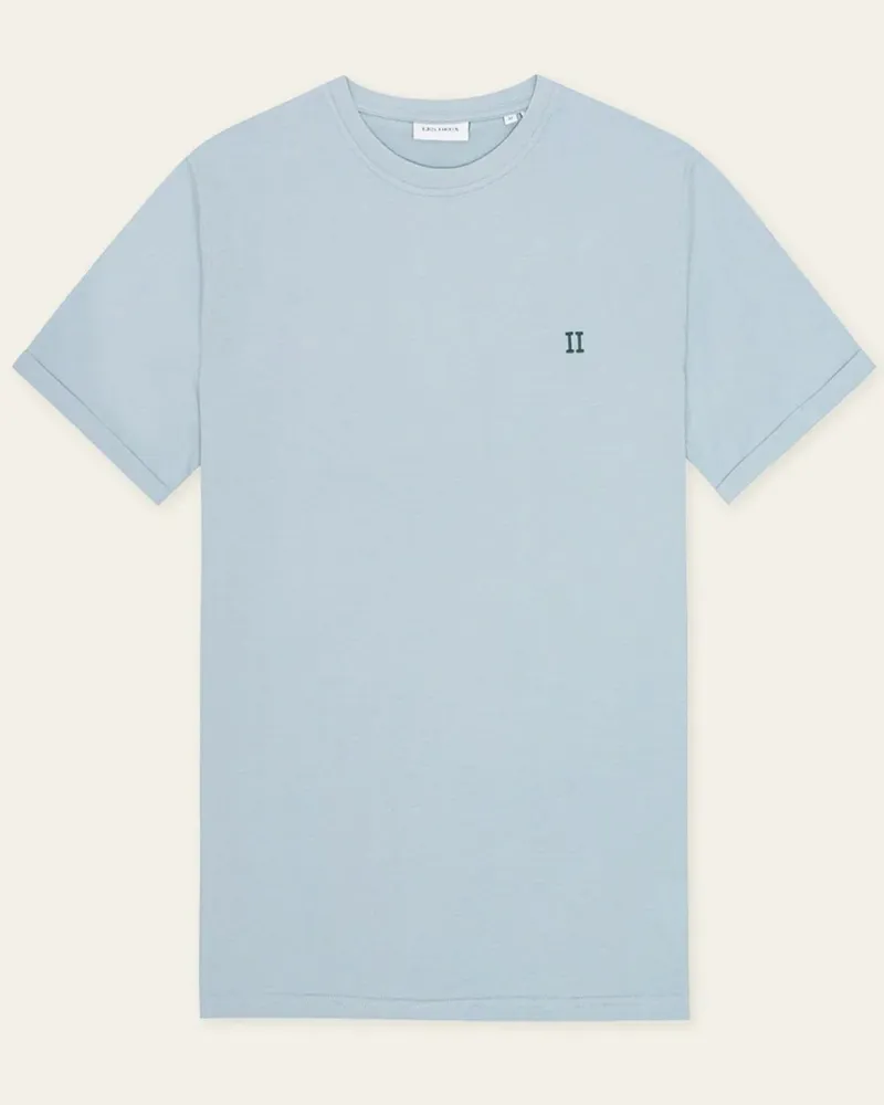 LES DEUX Leichtes T-Shirt mit Logo-Stickerei auf der Brust, Slim Fit in Hellblau