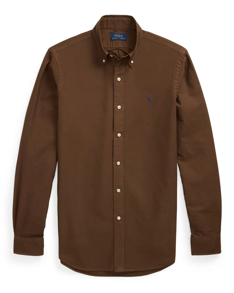 Ralph Lauren Sporthemd in Oxford-Qualität mit Poloreiter-Stickerei, Custom Fit in Braun