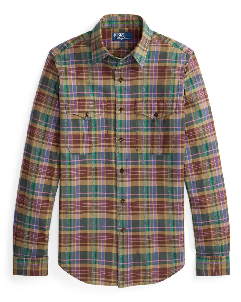 Ralph Lauren Kariertes Baumwollhemd mit Brusttaschen im Vintage-Look, Classic Fit in Multicolor