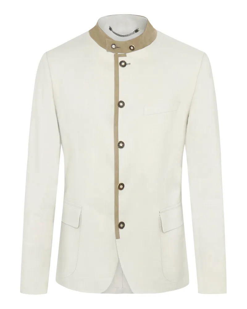 Dressler Trachtenjanker mit Ellenbogenpatches und Hornknöpfen, Modern FIt in Offwhite