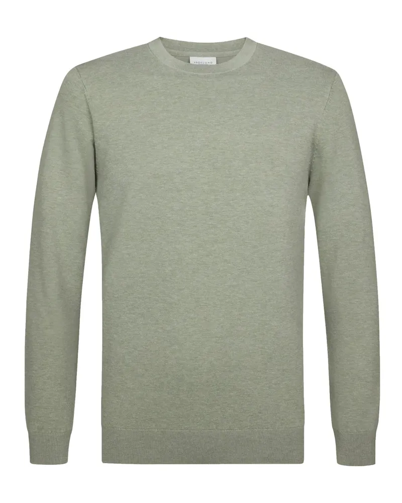 Profuomo Leichter Rundhalspullover mit Tencel™ in Grün