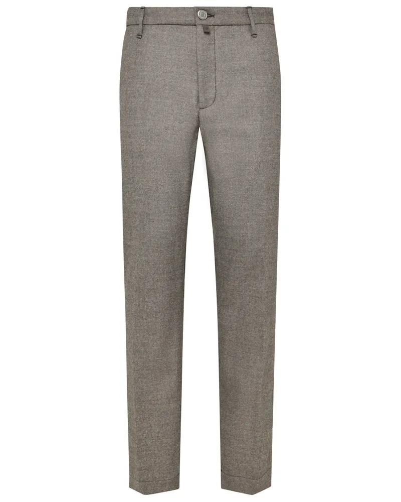 Jacob Cohën Strukturierte Chino aus einem Wollmix, Gray Regular in Beige