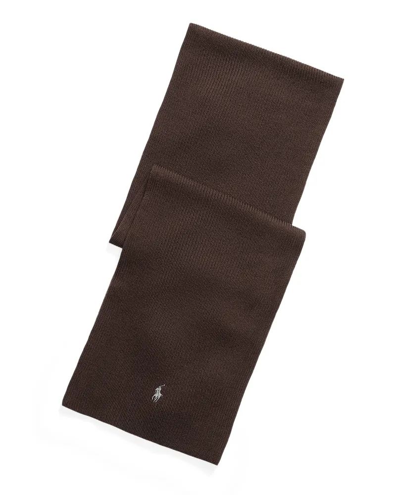 Ralph Lauren Schal aus waschbarem Merino-Rippstrick in Braun