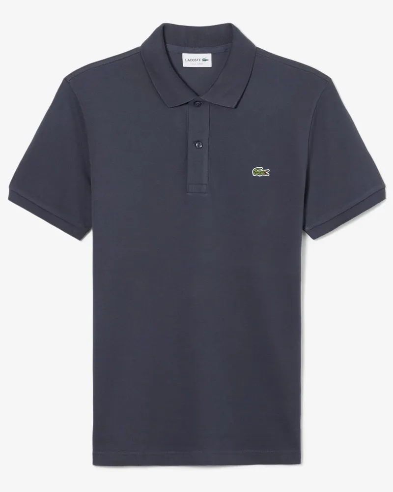 Lacoste Piqué-Poloshirt mit kleiner Krokodil-Stickerei, Slim Fit in Anthrazit