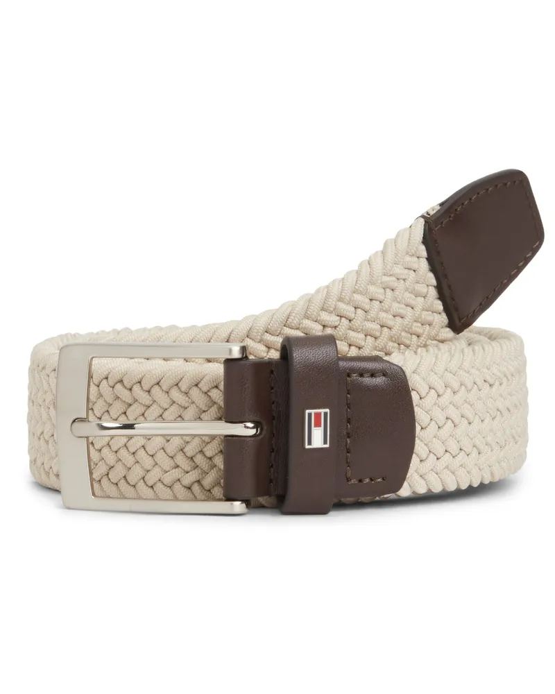 Tommy Hilfiger Flechtgürtel aus einem recycelten Material-Mix mit Stretch in Beige