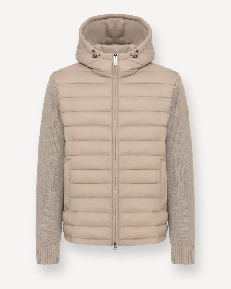 Colmar Gesteppte Hybrid-Kapuzenjacke mit Strickärmeln in Beige