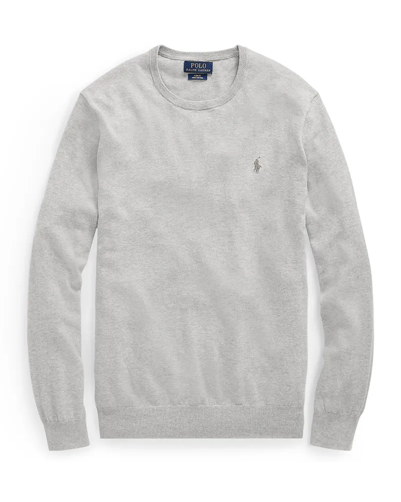 Ralph Lauren Leichter Pullover aus Pima-Baumwolle, Slim Fit in Hellgrau