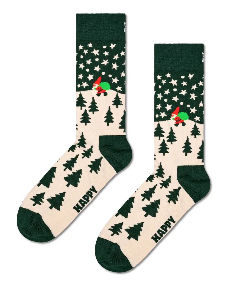 Happy Socks Socken mit weihnachtlichem Print und Stretch, X-Mas in Grün