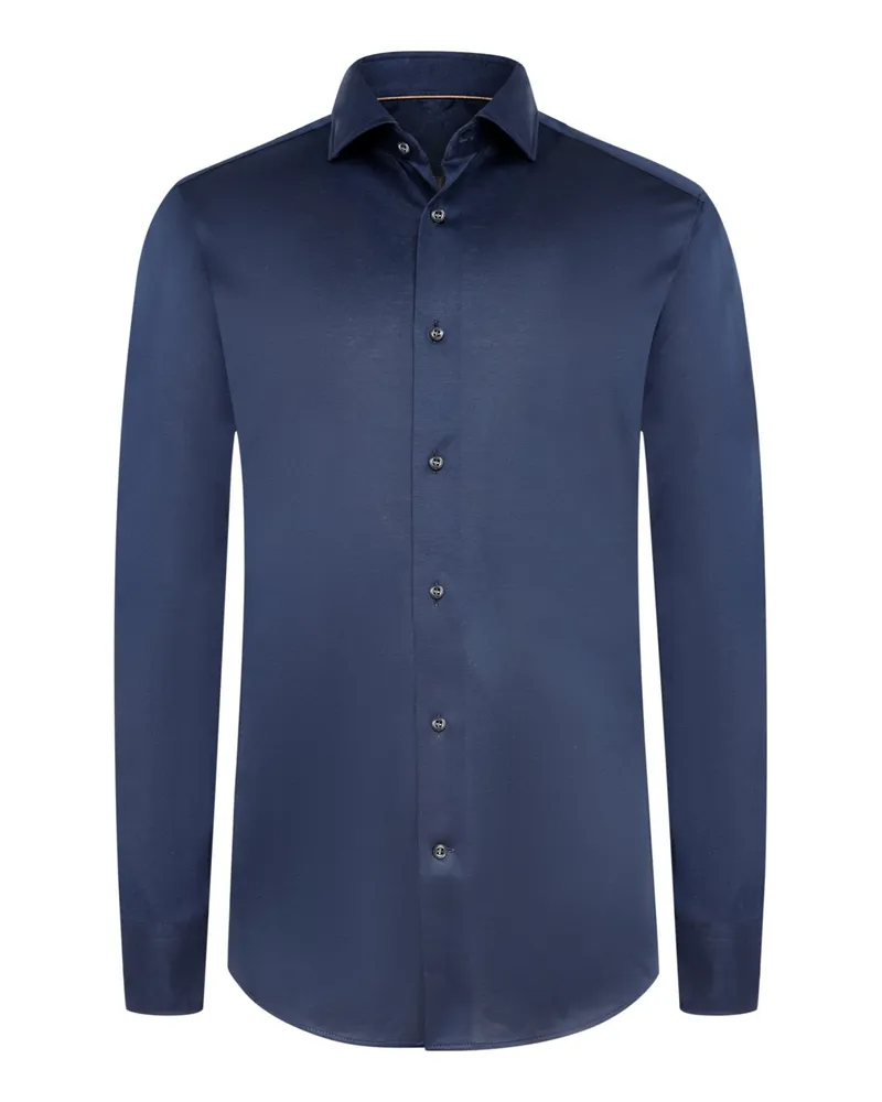 HUGO BOSS Premium Jersey-Hemd L-HAYS mit Haifischkragen, Slim Fit in Marine