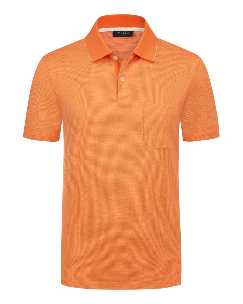 Maerz Softes Poloshirt in Bicolor-Optik mit Brusttasche Orange