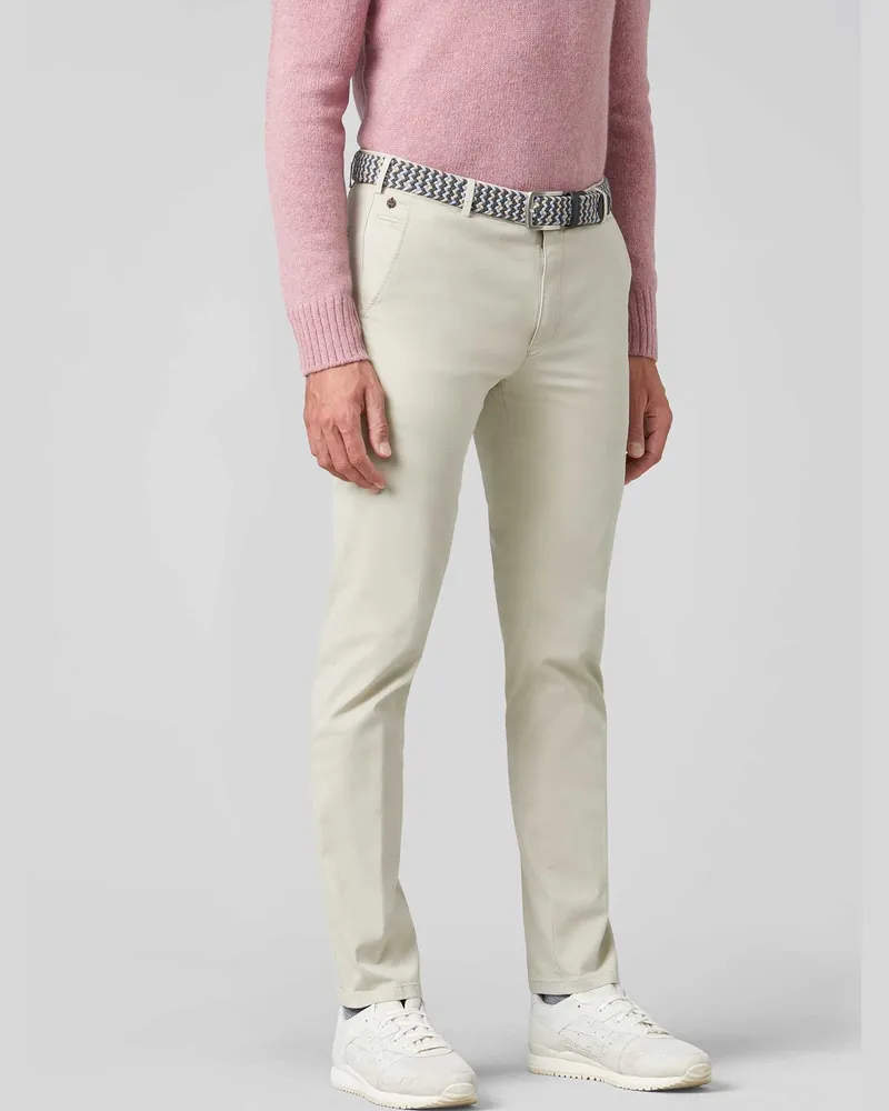 Meyer Hosen Chino mit Baumwolle und TENCEL™, Modern Fit in Kreide