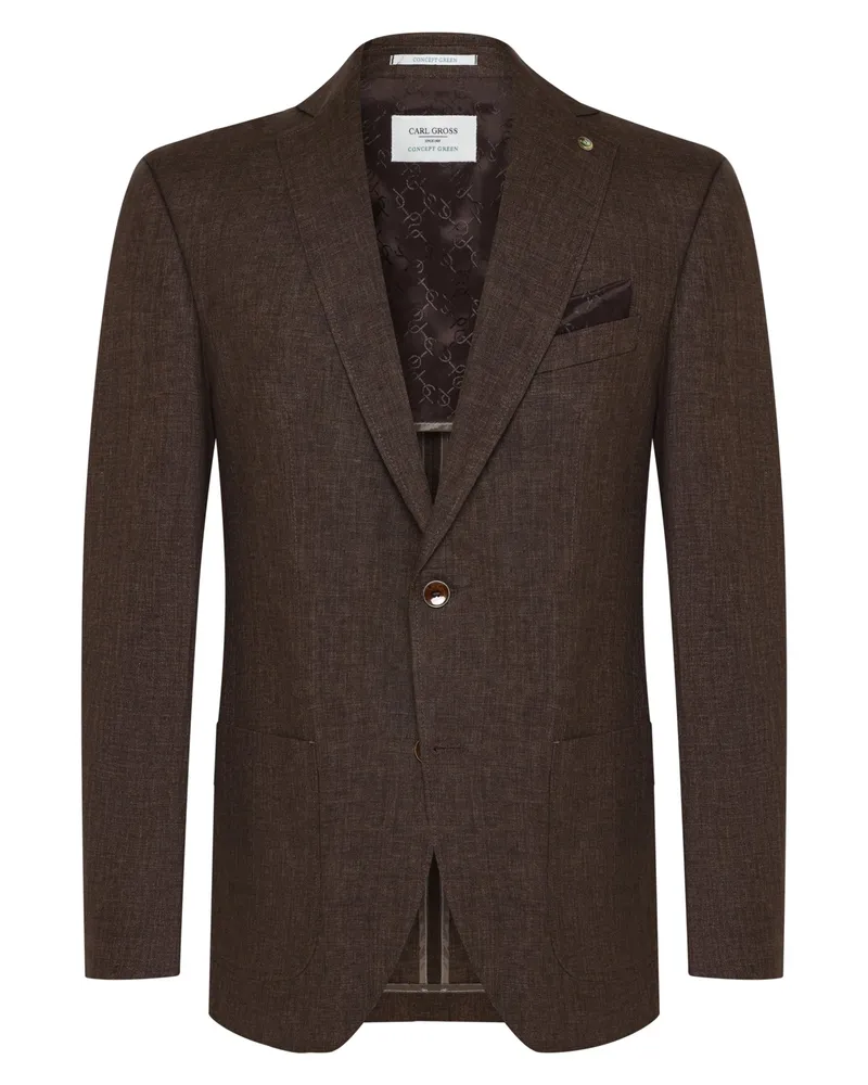 Carl Gross Teilgefüttertes Leinensakko, Modern Fit in Braun
