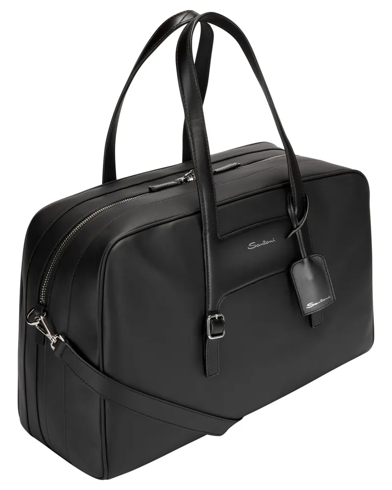 Santoni Travel-Bag aus Leder Schwarz