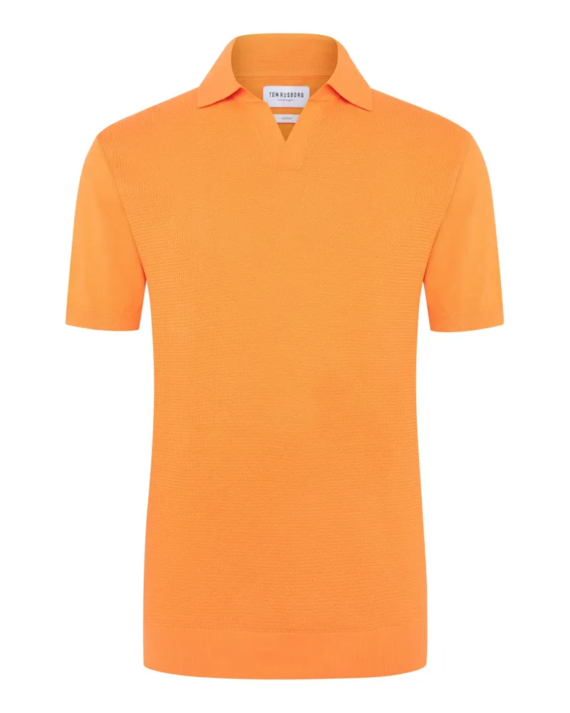 Tom Rusborg Leichtes Poloshirt aus Baumwolle mit Variokragen in Orange