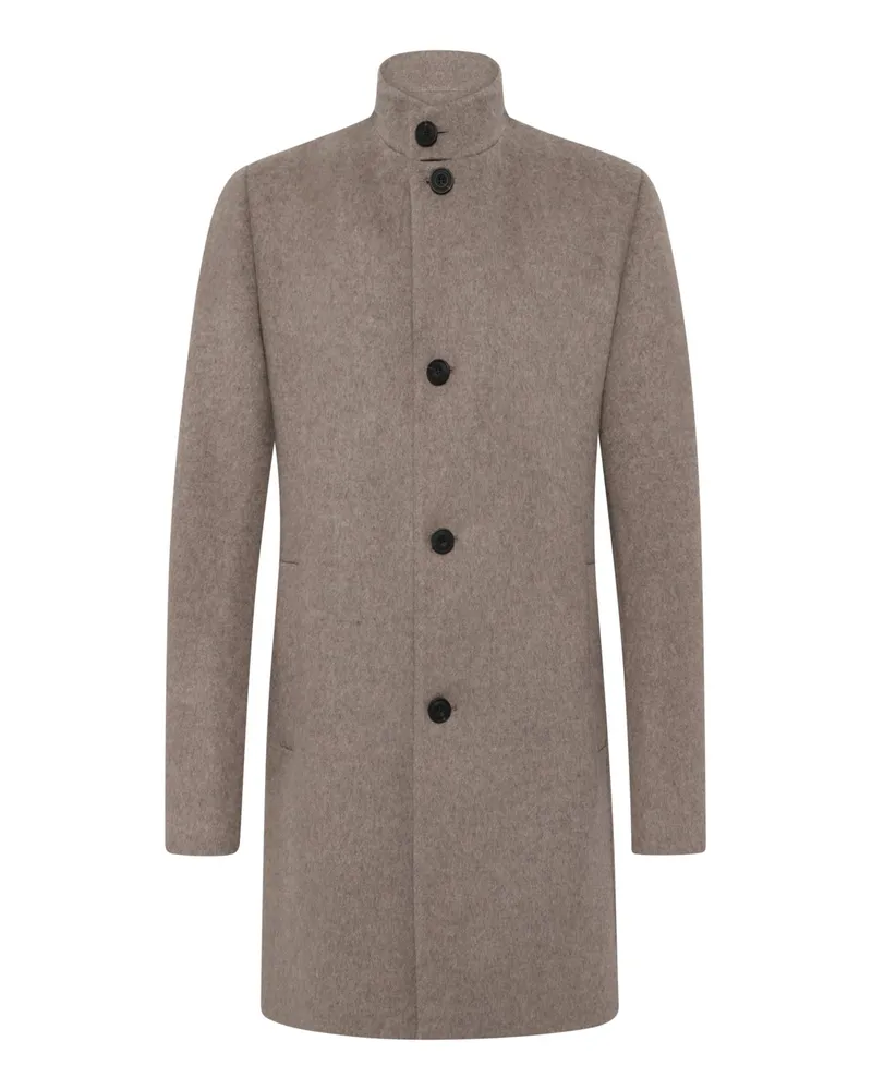 HUGO BOSS Softer Kurzmantel aus einem Woll-Mix mit Stehkragen in Beige