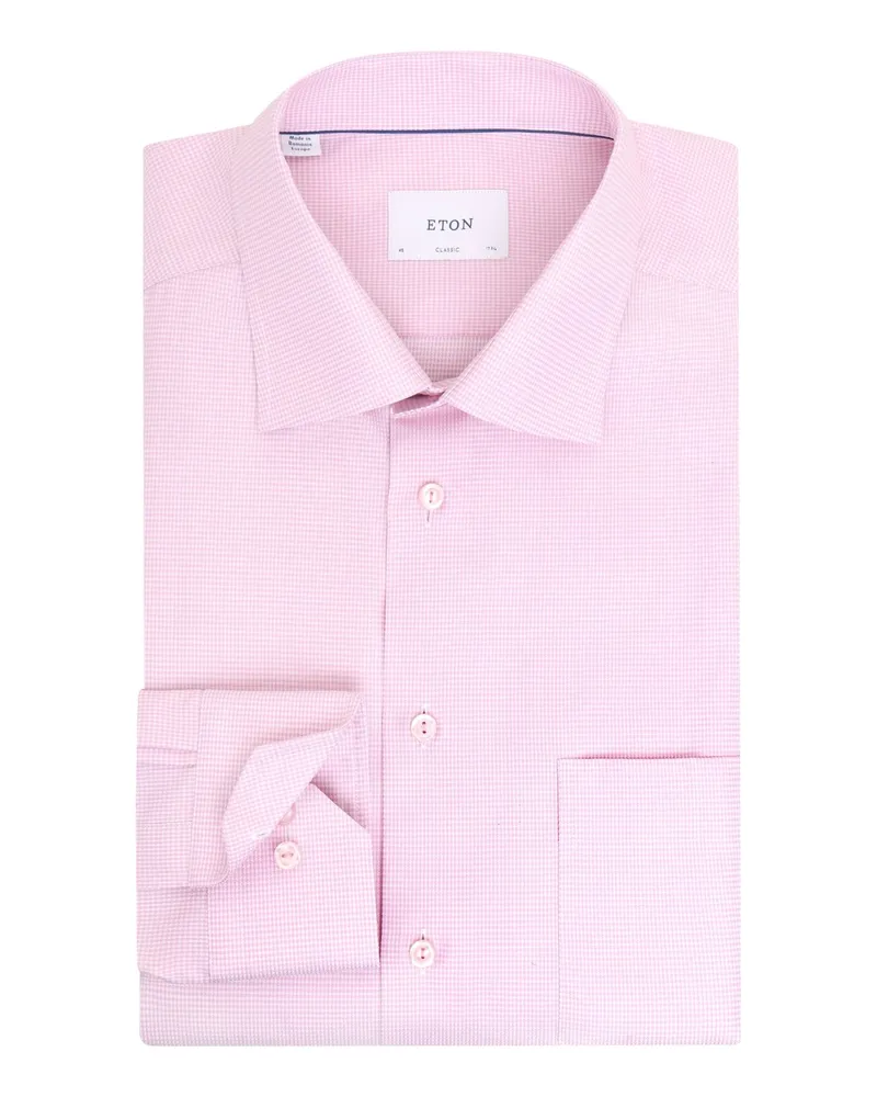 Eton Vollzwirn-Hemd aus Baumwolle mit Pepita-Muster, Classic Fit in Pink