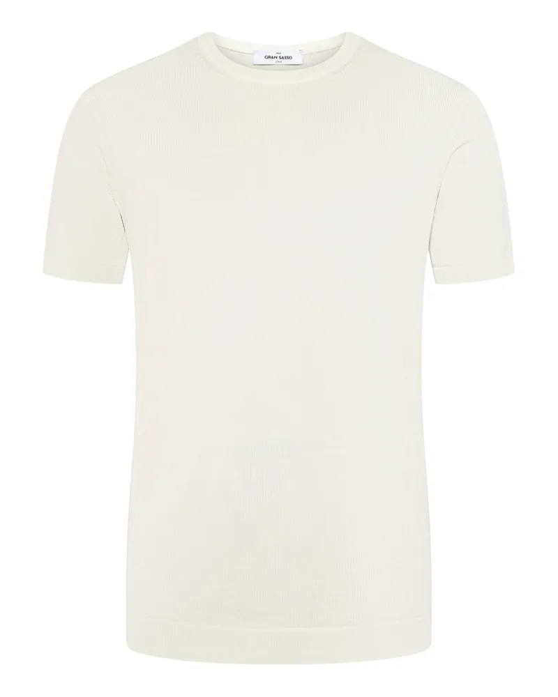 Gran Sasso Leichtes Strick T-Shirt aus ägyptischer Baumwolle in Offwhite