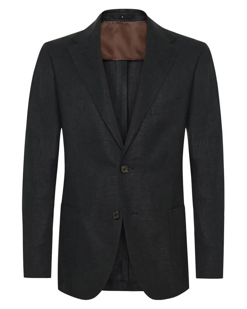 Dressler Einreiher-Sakko aus einem Leinen-Wolle-Seide-Mix in Schwarz