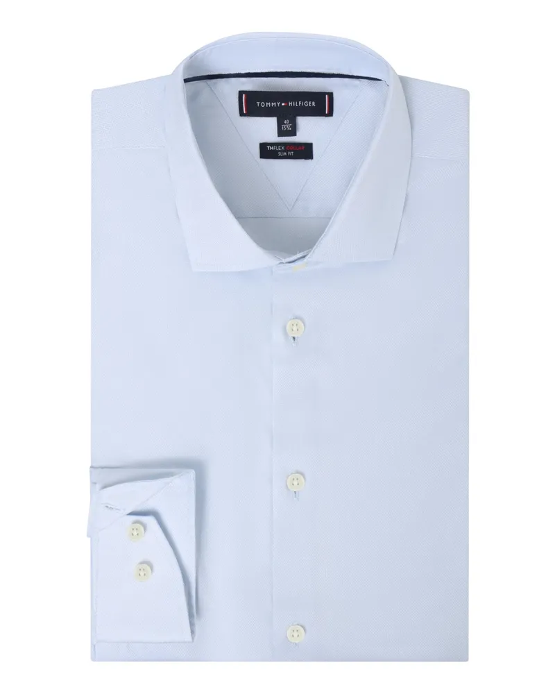 Tommy Hilfiger TH Flex Stretch-Hemd mit Haifischkragen, Slim Fit in Hellblau