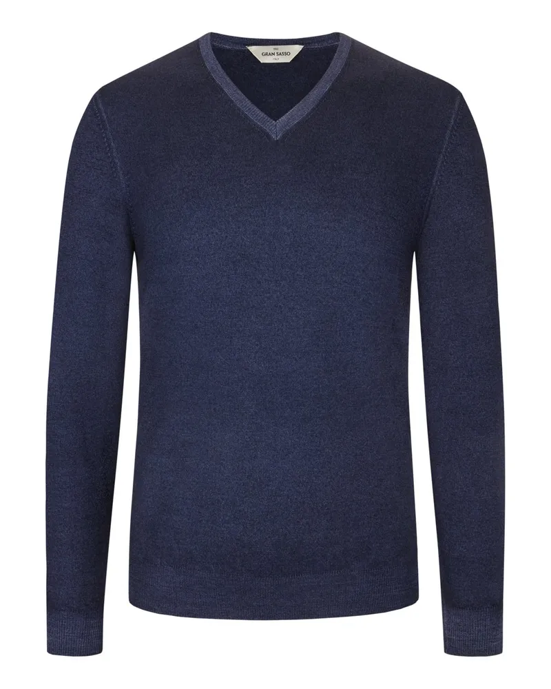 Gran Sasso Pullover aus Schurwolle mit V-Ausschnitt in Marine