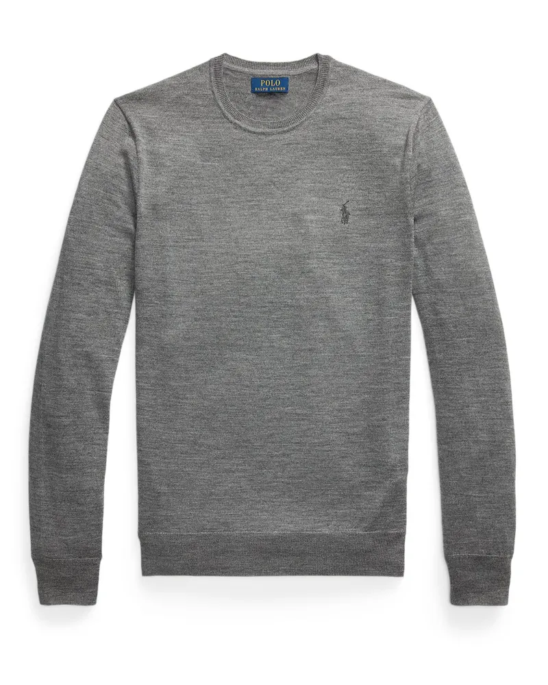 Ralph Lauren Leichter Pullover aus Merinowolle, Slim Fit in Grau