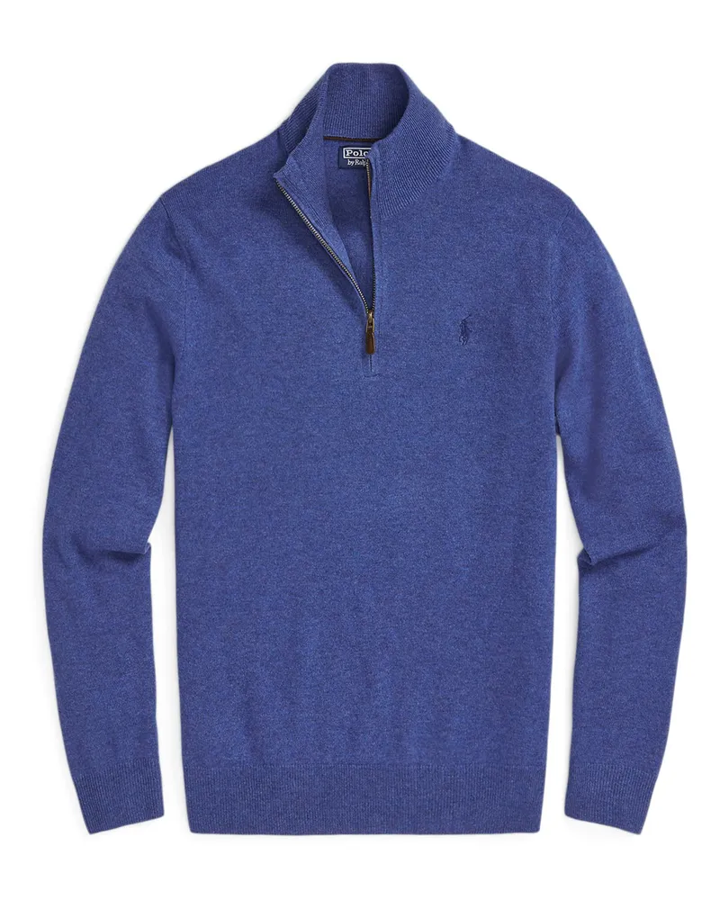 Ralph Lauren Zopf Pullover mit Kaschmiranteil und Poloreiter-Stickerei in Blau