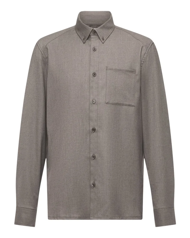 Drykorn Meliertes Stretch-Hemd mit Button Down-Kragen in Braun