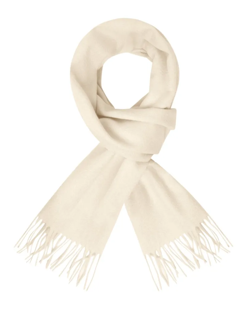 Tom Rusborg Unifarbener Softer Schal aus Kaschmir mit Fransen in Offwhite
