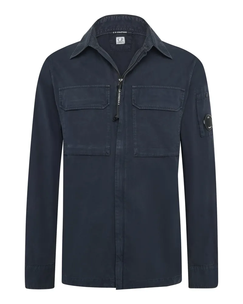 C.P. Company Overshirt aus Baumwolle mit Logo-Patch am linken Arm in Marine