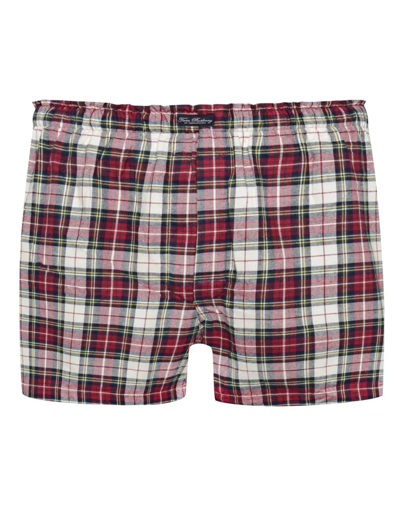 Tom Rusborg Baumwoll-Boxershorts mit Karomuster und elastischem Bund in Grün