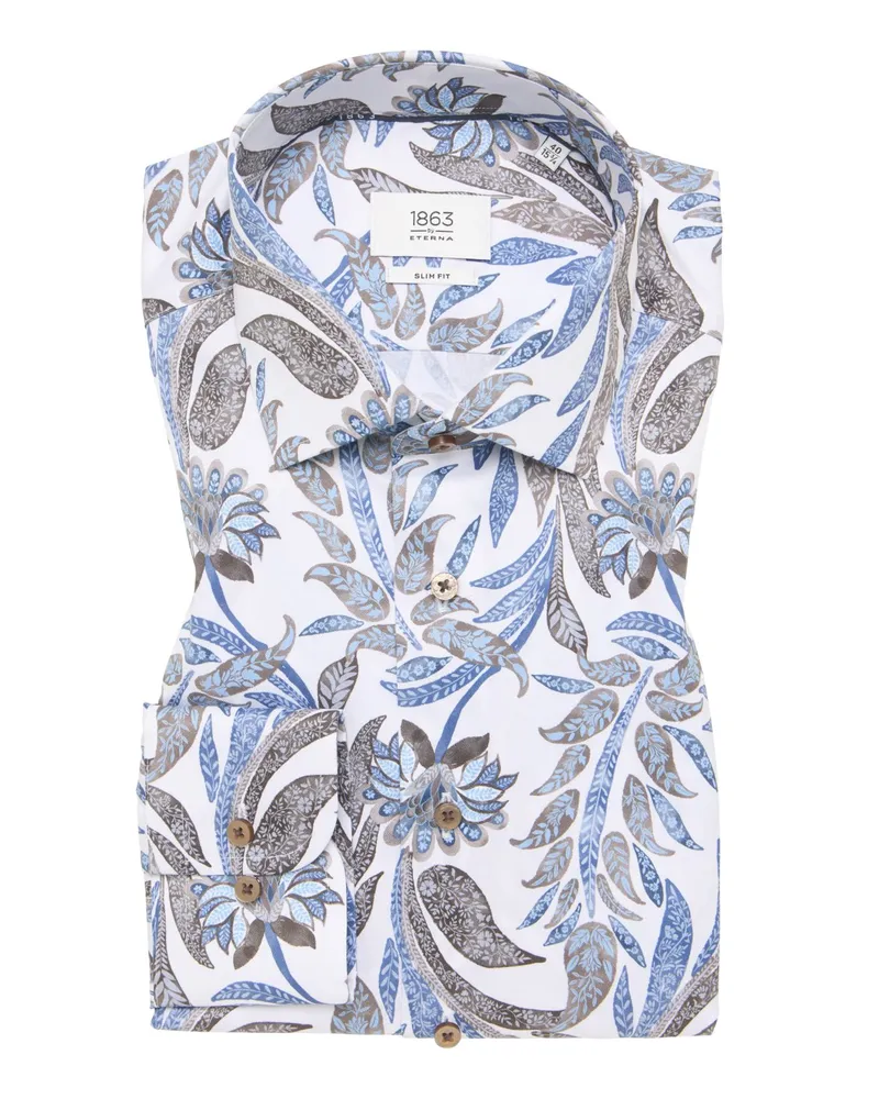 Eterna Baumwollhemd mit floralem Print, Slim Fit in Multicolor