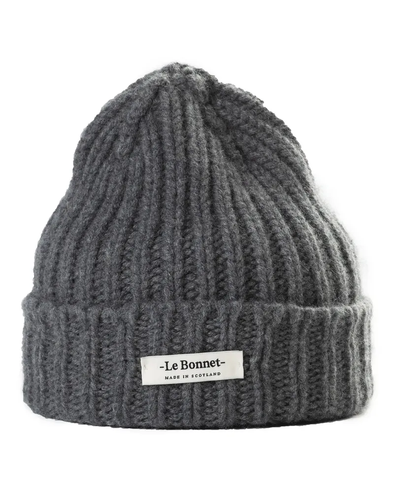 Le Bonnet Grobstrick Mütze aus Lammwolle und Angora in Grau
