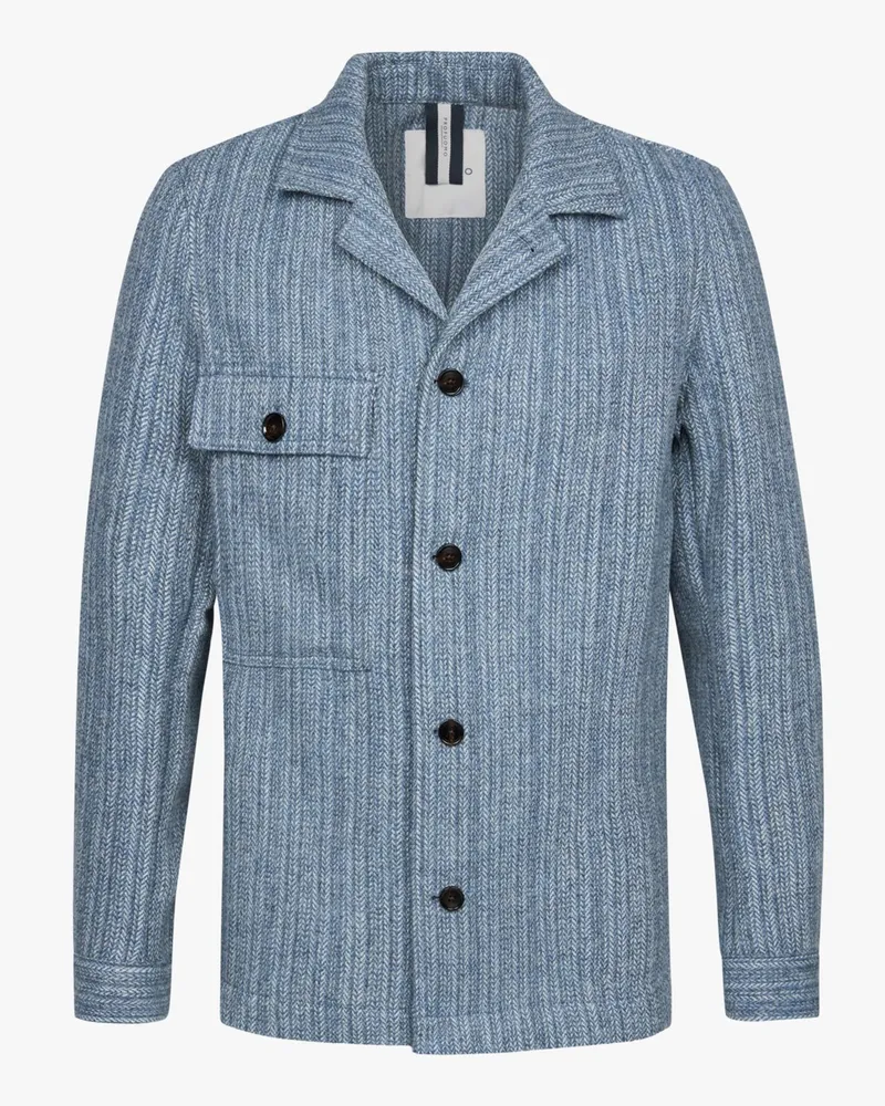 Profuomo Overshirt aus Schurwolle mit Fischgrätmuster in Hellblau