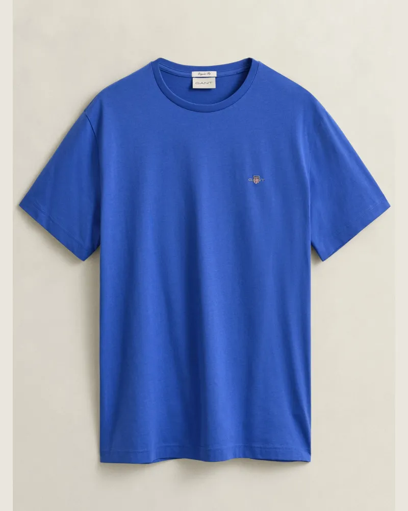 Gant Leichtes T-Shirt mit Logo-Stickerei, Regular Fit in Königsblau