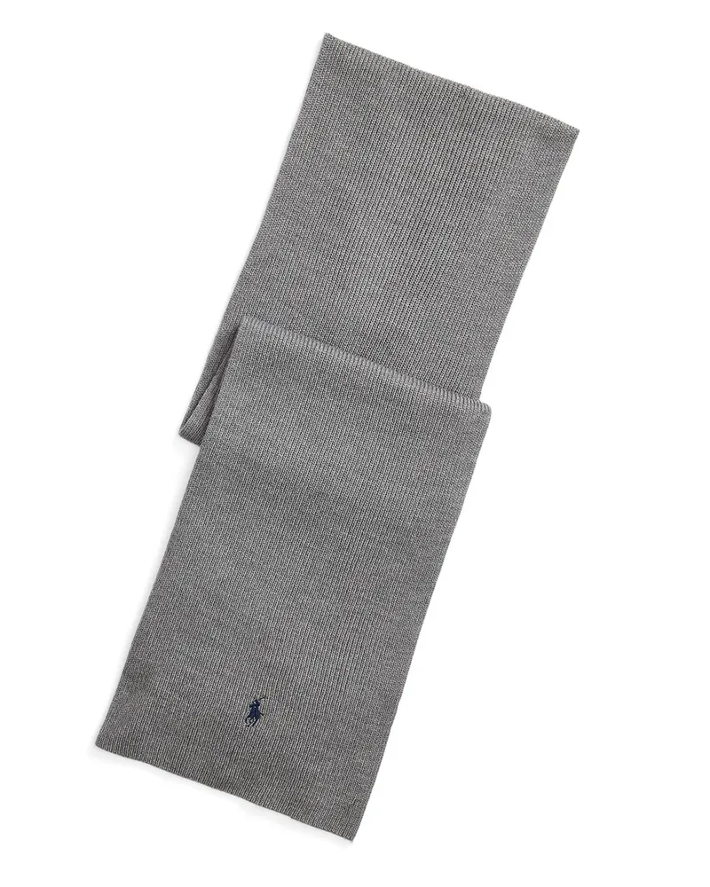 Ralph Lauren Schal aus waschbarem Merino-Rippstrick in Grau