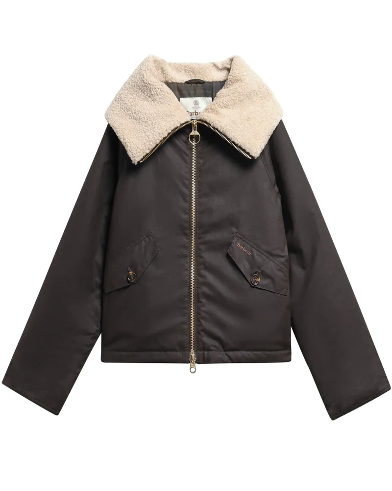 Barbour Damen-Wachsjacke Mary mit Webpelzkragen in Dunkelbraun