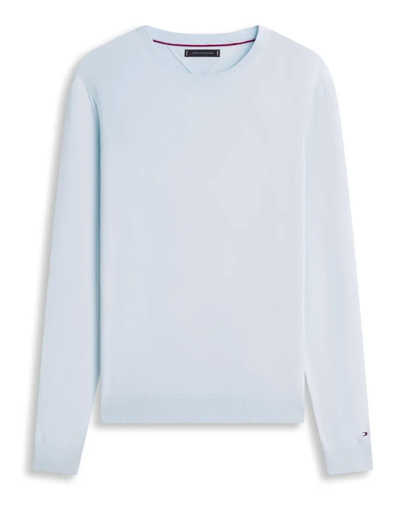 Tommy Hilfiger Leichter Strick-Pullover mit Lyocell und Logo-Stickerei in Hellblau