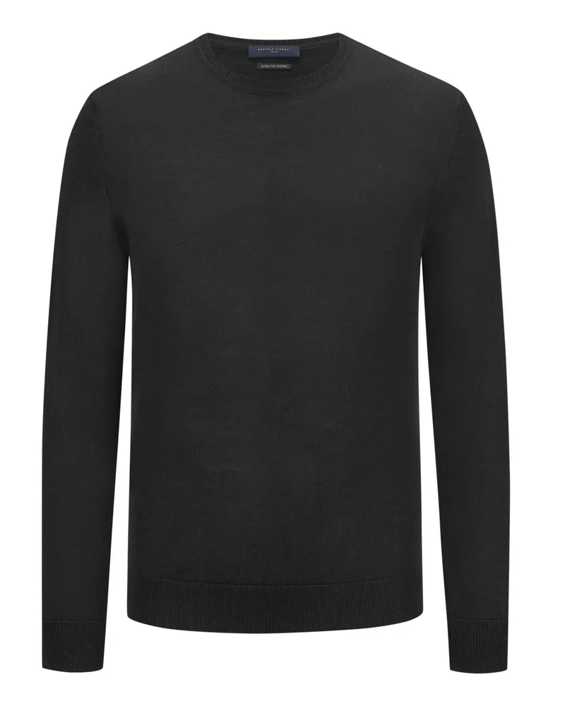 Daniele Fiesoli Leichter Pullover aus Merinowolle mit O-Neck in Schwarz